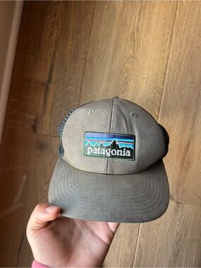 Patagonia Gray-Brown Trucker Hat with Multicolor Logo Patch